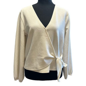 Madewell Texture & Thread Cream Wrap Blouse, Size M